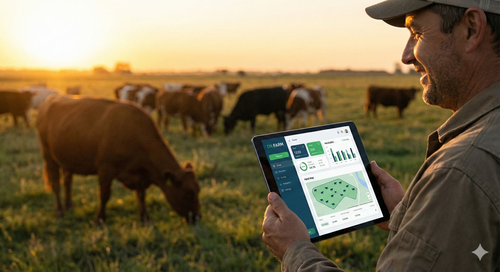 Pecuarista usando DN FARM no campo