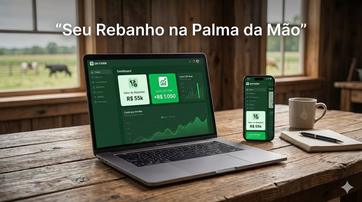 DN FARM - Dashboard no laptop e celular