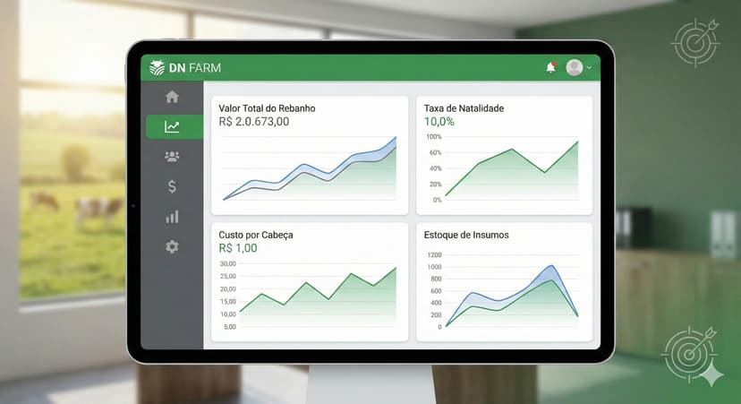 DN FARM no tablet - Graficos e dashboards